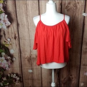 One clothing Los Angeles red cold shoulder top